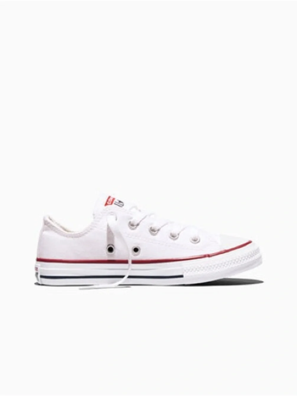 Converse Kids White Canvas Low-Top Sneakers with Red Trim